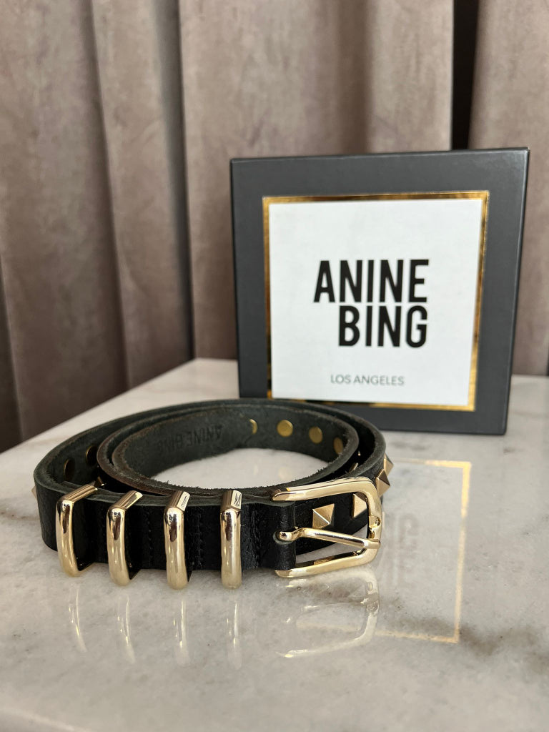 Anine Bing Studded Black Belt size XS S The Edit