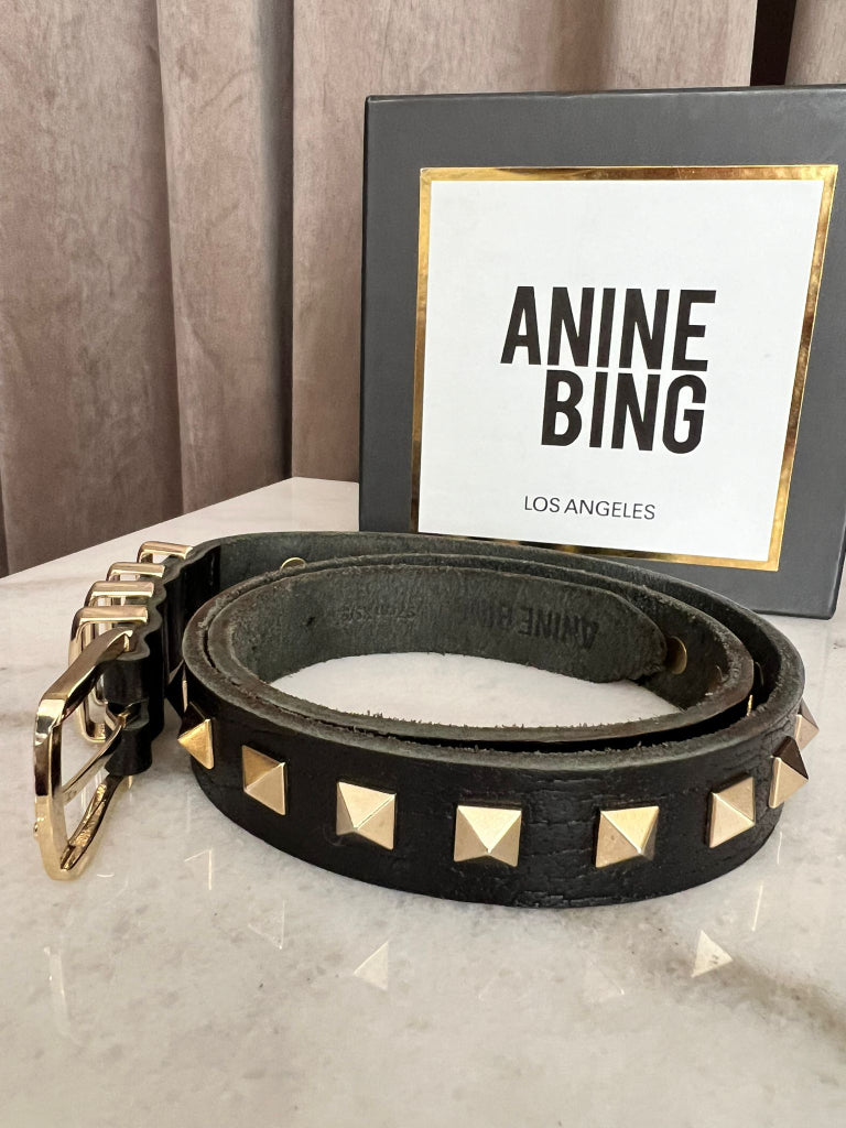 Anine Bing Studded Black Belt size XS S The Edit